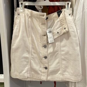 Abercrombie & Fitch corduroy womens cream skirt NWT